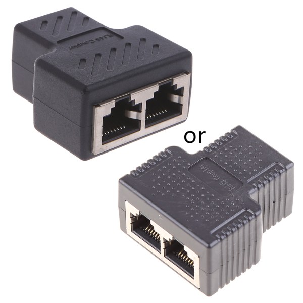 1 till 2 sätt LAN Ethernet-nätverkskabel RJ45 hona splitterkontaktadapter