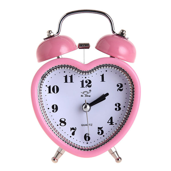 Hjerteform Klokkevækkeur Ingen tikkende Stille Natlys til Tidsure til Børn Piger Soveværelse Snooze Wake Up Clocks Gaveartikler
