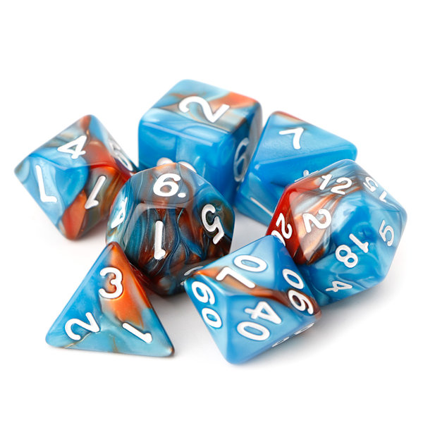 7 kpl / sarja akryyli polyhedraaliset noppat TRPG-lautapeliin D4-D20 Sky Blue