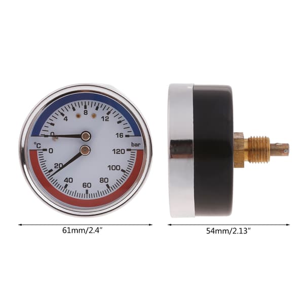 Stål 1/4in Trykmålere Termomanometer 0-120℃