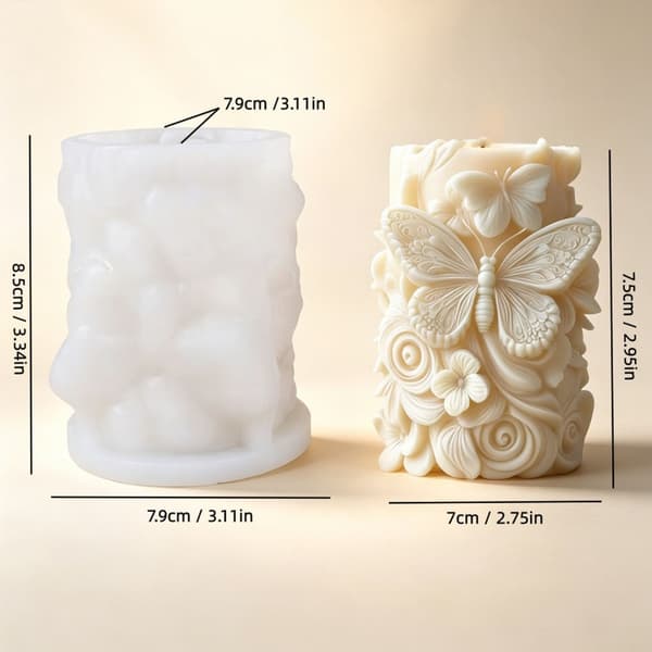 Sommerfugleblomst Cylindrisk Silikoneform Til Fremstilling Af Stearinlys Sæbe Chokolade