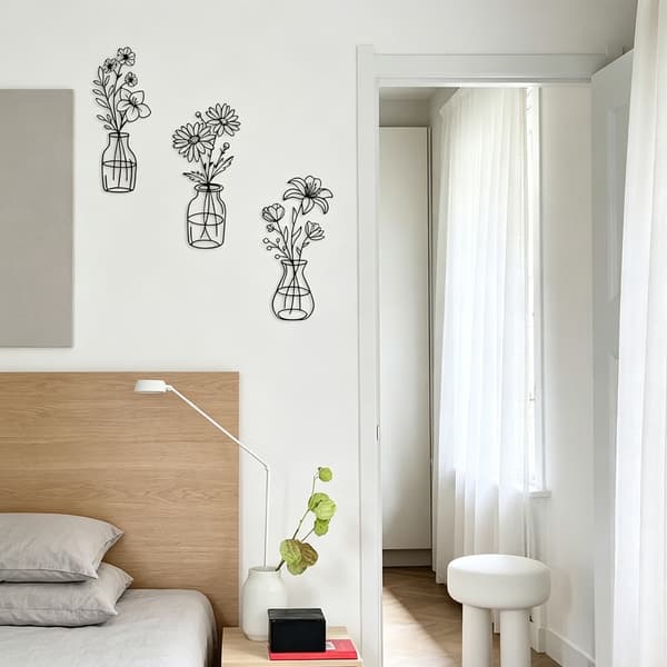 Rustik bondegårdsindretning Minimalistisk blomstervægdekoration Metalblomstervægkunst