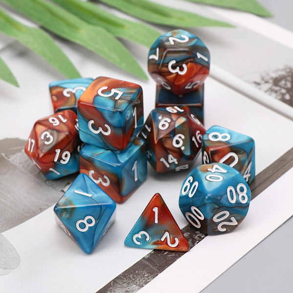 11 st D4 D6 D8 D10 D12 D20-sidiga tärningar för RPG DND D&D-set Blue-green