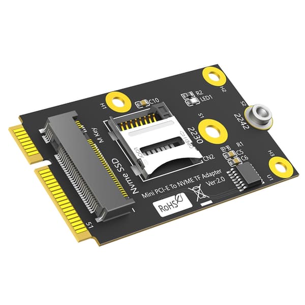 TF-kort och M.2 NVMe SSDs Dubbla Platser Mini PCIE Riser-adapterkort