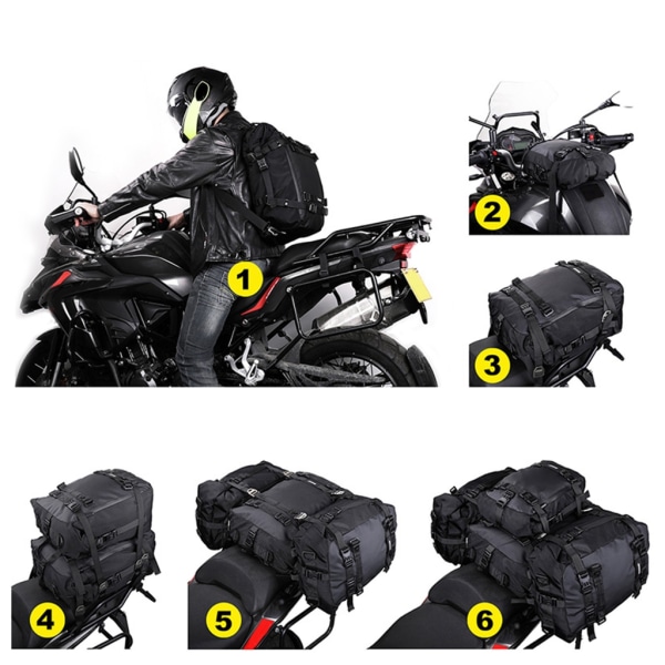 Vattentät motorcykel baksätesväska med stor kapacitet slitstark crossbody-väska Motorcykelsvanspaket för motorcykelcykel 10L