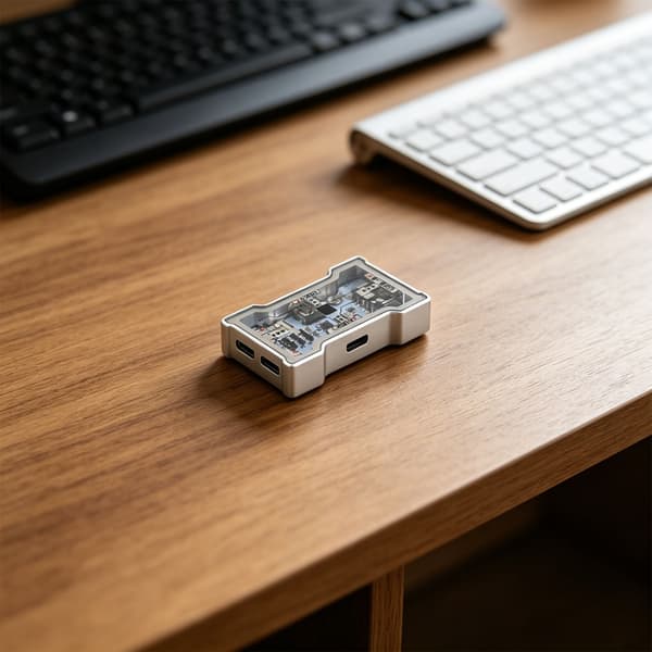 USB C-huber i metall med LED-lys, hurtiglading og datasynkronisering