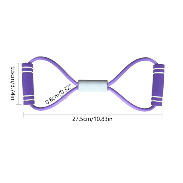 Figur 8 Modstandsbånd 8 Træktov Figur Fitness Elastikbånd til Mænd Kvinder Purple