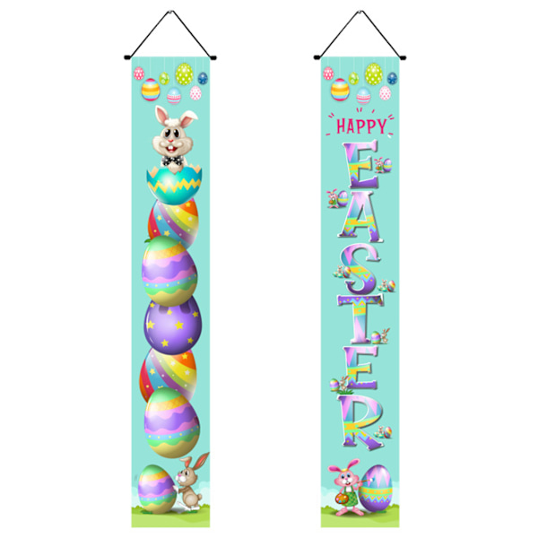 Hyvää pääsiäistä Couplet 1 pari oviverhot riippuvat Banner Bunny Egg Porkkana Decor 2022 kotiin Kevätjuhlien etuovien sisustustarvikkeita
