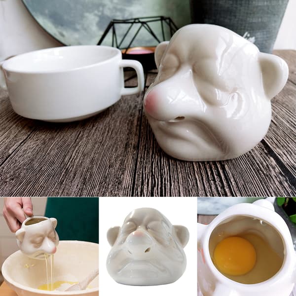 Kreativ Äggseparator Keramisk Äggula Vit Separator Hushållsmatlagning Ba