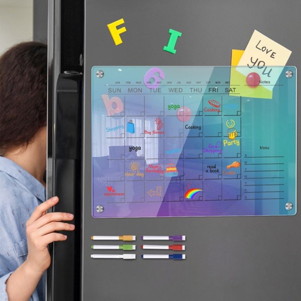 Magnetisk kalender Whiteboard Kylskåp Veckomånadsplanerare Kalender för kök Inköpslista Att göra-lista null - HCTYU387 small