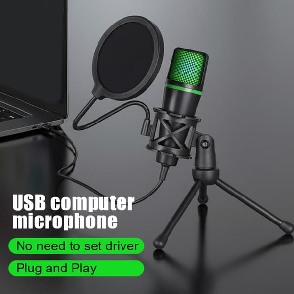 Bærbare USB-plugger og spilldatamaskinmikrofoner RGB-forsterkningskontroll støtdemper