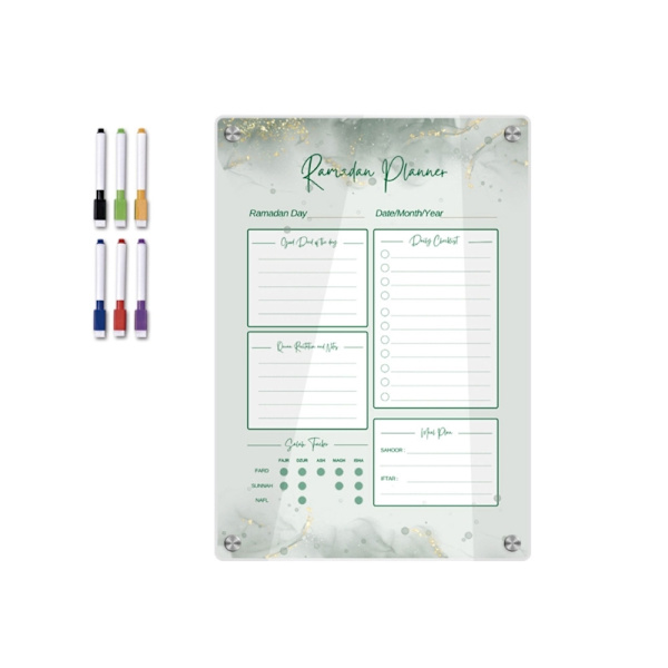 Ugekalender Planner Akryl Magnetisk Køleskab Ramadan Måltidsplanlægger Memo Board
