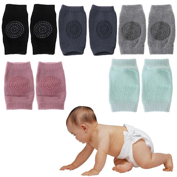 Babys knäskydd Barn krypande armbågsskydd Knäskydd Säkerhet Spädbarn Benvärmare Black