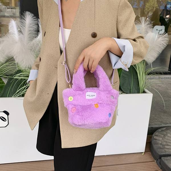2023 NY Crossbody-väska för flickor, kvinnor, trendig plyschväska med stor kapacitet Pink