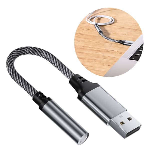 USB til 3,5 mm hunn lydkabeladapter for digitale enheter