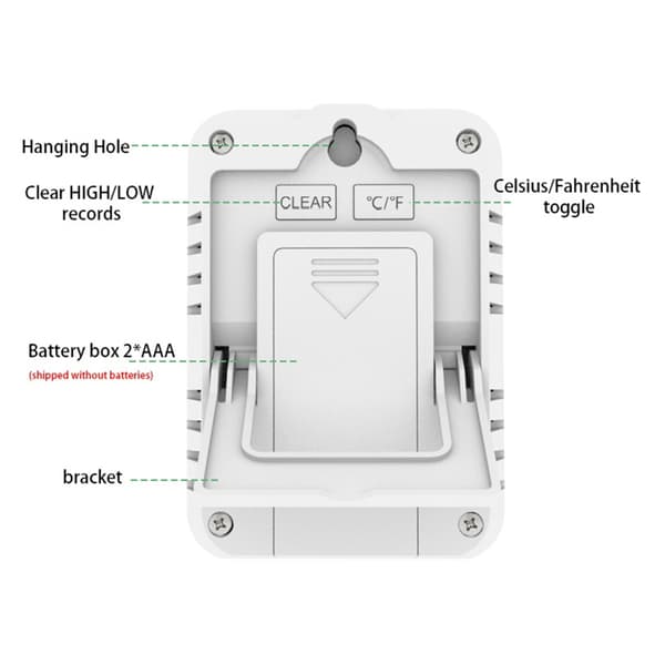 Batteridrevet digitalt termometer hygrometer lettlest romklimaenhet