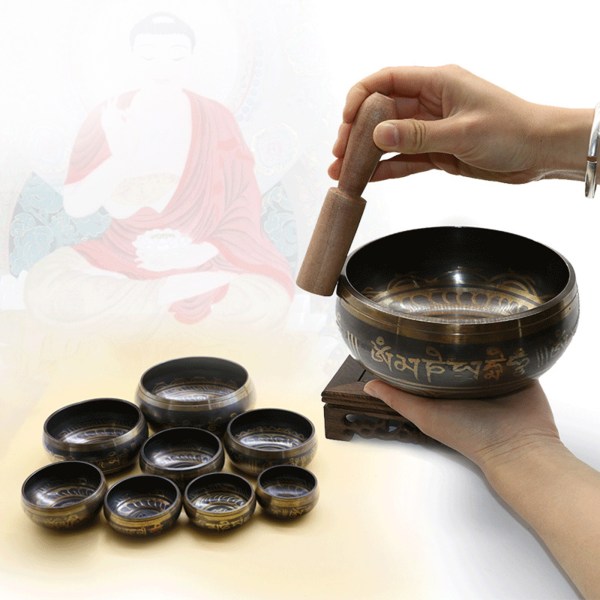Utsökt bönskål Hemkonst Hantverksprydnad 1 set Koppar Buddha ljudskål Anti-korrosion Yoga Meditation Sångskål