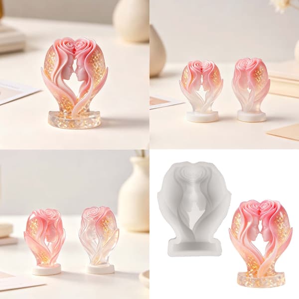 Silikonljusform med vackert rosmönster