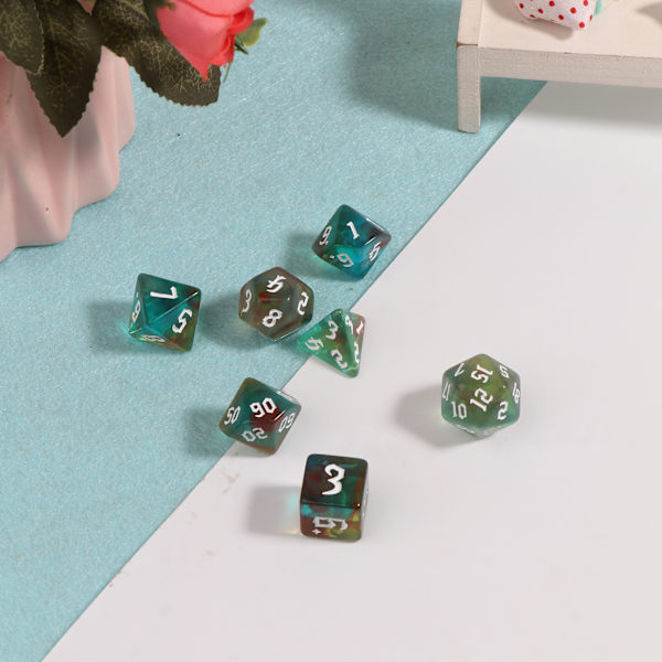 7 stk. Akryl Polyhedral Terningspil Terninger til Rollespil Brætspil 3