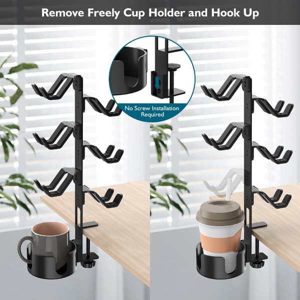 Triple Layer Skrivebordsmontering Gaming Gear Holder med Skridsikker Polstring til Spil