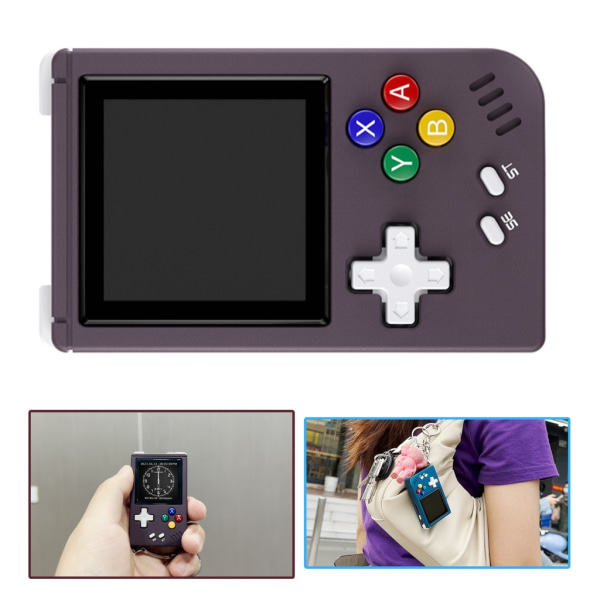 Mini handhållen spelkonsol 1,54 tum vintage videospelskonsoler Bärbar uppladdningsbar hifi-högtalare för barn Purple - 128GB