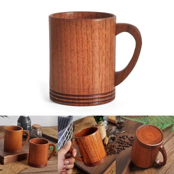 Unik Trä Vattenkopp Lätt Campingkopp Trästruktur Kaffe Mjölk Kopp