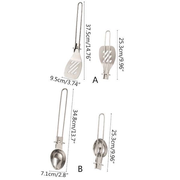 Bærbar madlavningsredskaber Foldbar spatel/ske Bærbar camping kogegrej Folding large frying