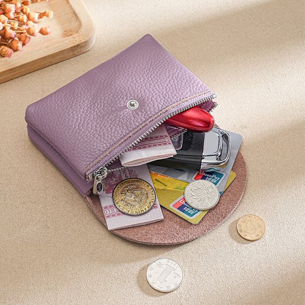 Mode läderkort Hållare Plånbok Byte Pocket Myntväska för män kvinnor Red Single layer