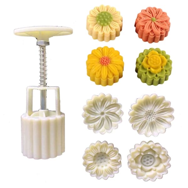 Håndtryks Månekager Forme Blomstermønster Kage Stempler Månekage Maker
