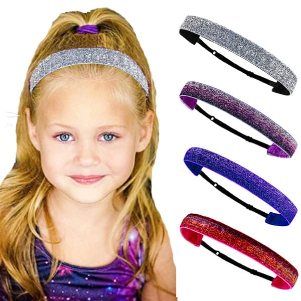 Elastisk stretchig glittrande mode pannband sport-pannband glitter pannband Silver