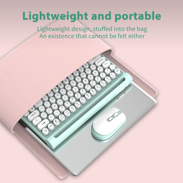 Trådlöst tangentbord och mus Combo 2.4G ergonomiskt trådlöst datortangentbord med telefon Tabletthållare för bärbar dator Green