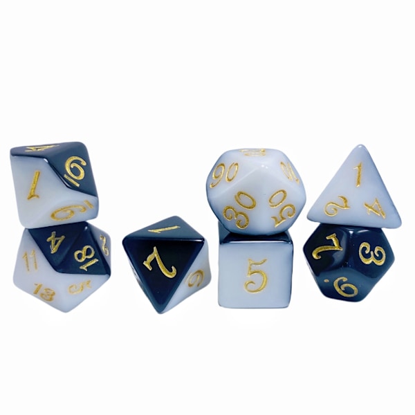 7 stk. polyhedral terninger i akryl til rollespil og brætspil Blue Purple