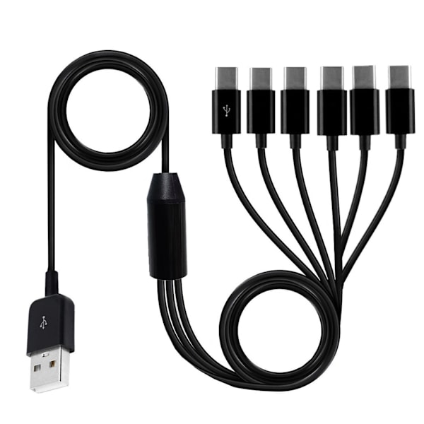 USB2.0 Type A Han til 6 Type-C UsbC Han Y Splitter Datasynkronisering og ladestik Adapterkabel 0,5m/1,5m