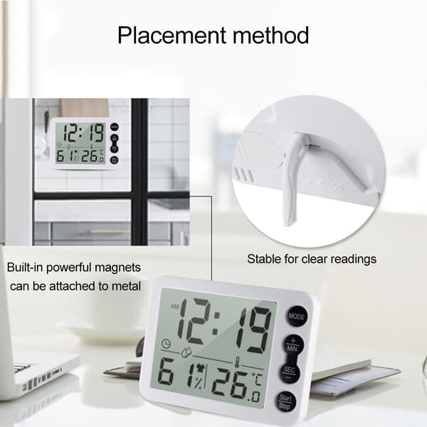 Digitalt Termometer Hygrometer Vækkeur Timer Temperatur Fugtighedsmonitor