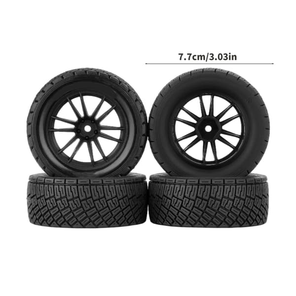 1/10 Rally Modellbilsdäck 77 mm Blockmönster Set för Ombyggnader