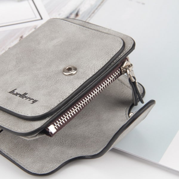 Kort lommebok Enkel Hasp-pung Myntlommekortholder Matt matt PU-skinn Gray