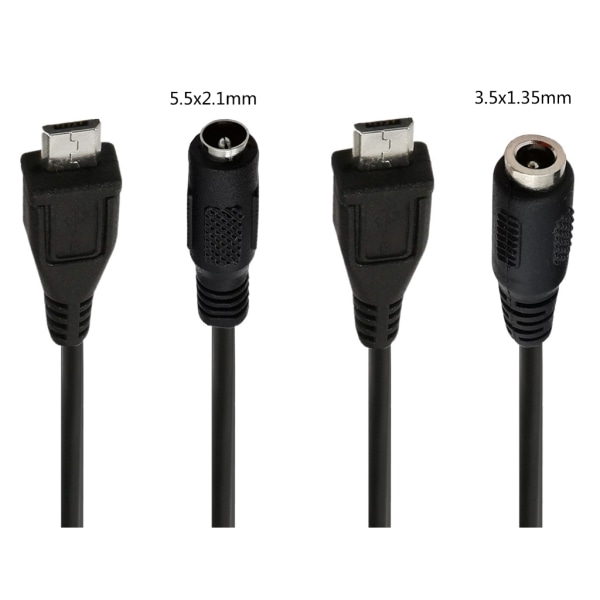 Pålitlig DC 3,5x1,35 mm/5,5x2,1 mm hona till mikro USB hane laddningskabel Högkvalitativ plastladdarkabel tillbehör 5.5x2.1mm