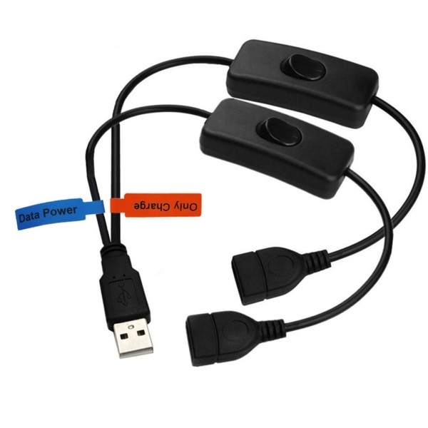 USB Y -jatkokaapeli ON/OFF-kytkimillä USB 2.0 uros-naaras jakaja USB power 30cm