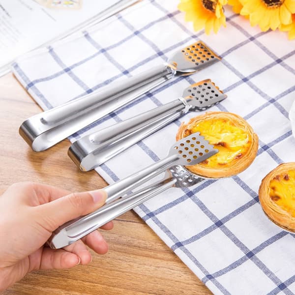 Madlavnings Tang i Rustfrit Stål til Grill og Buffetservering Praktisk Brødklips