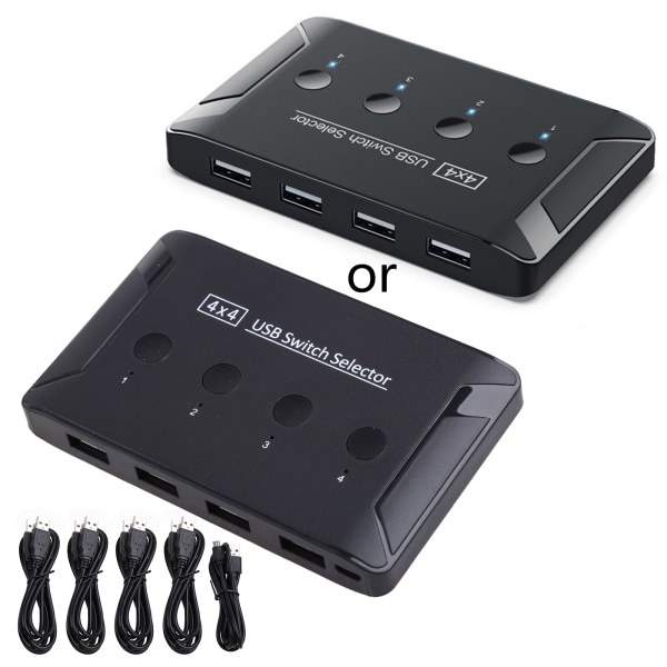 KVM Printer Sharing Switch USB Hub 4 in 4 Out Adapter 2.0 Dock Station Adapter