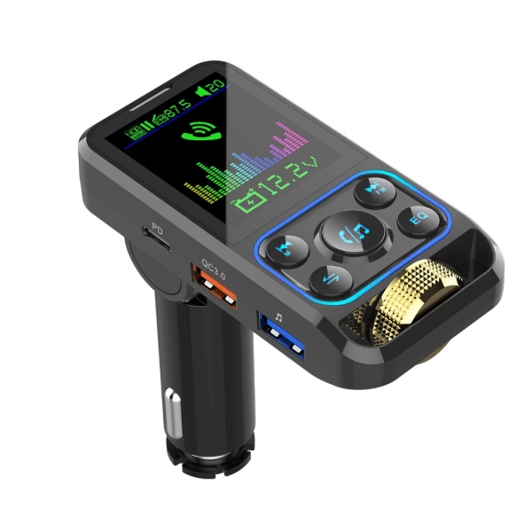 Bluetooth-kompatibel 5.0 FM-sender til bil Trådløs FM-radioadapter Musikafspiller FM-sender bilsæt med USB