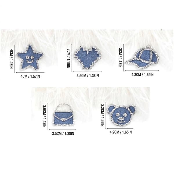 Hantverksstrasslappar för att sy på jeans och väskor i 5-pack