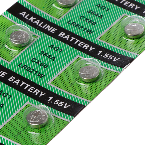 10-pack multi myntbatteri 1,55V knappbatteri för elektronisk enhet LR621 Hushålls alkalisk knapp myntcell