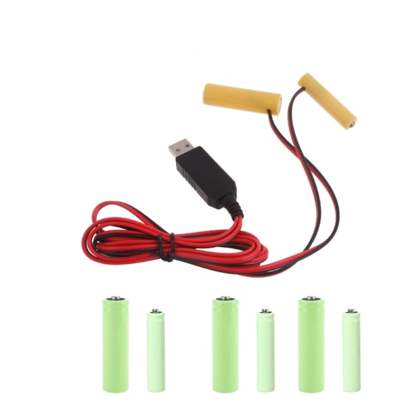 USB 1 til 2 Power Converter Boost Battery Eliminators Bytt ut 4 stk 1,5V +LR6 AA+LR3 AAA Koble til LED-lys