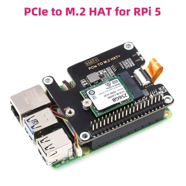 för RPI5 Pi5 M.2 HAT PCIe till NVME High Speed ​​Expansion Board 16Pin GPIO-port