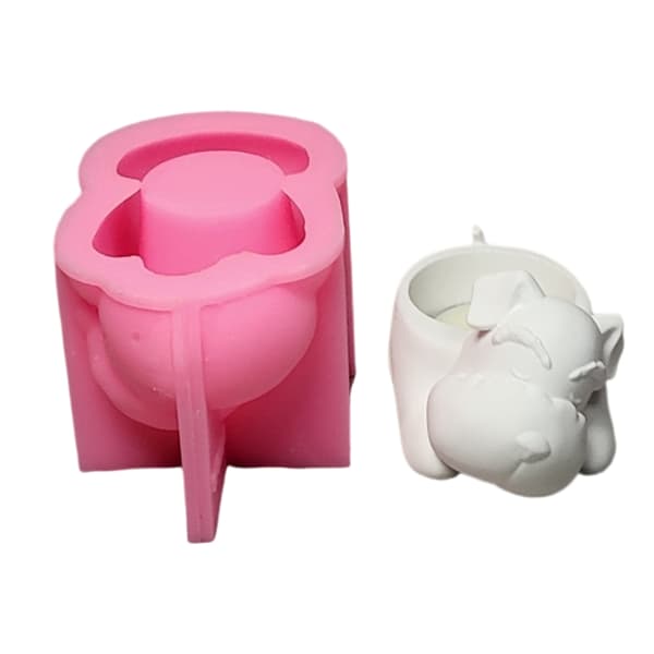 Sovande Hund Silikonformar Djurgjutformar Ornament Gipsform DIY