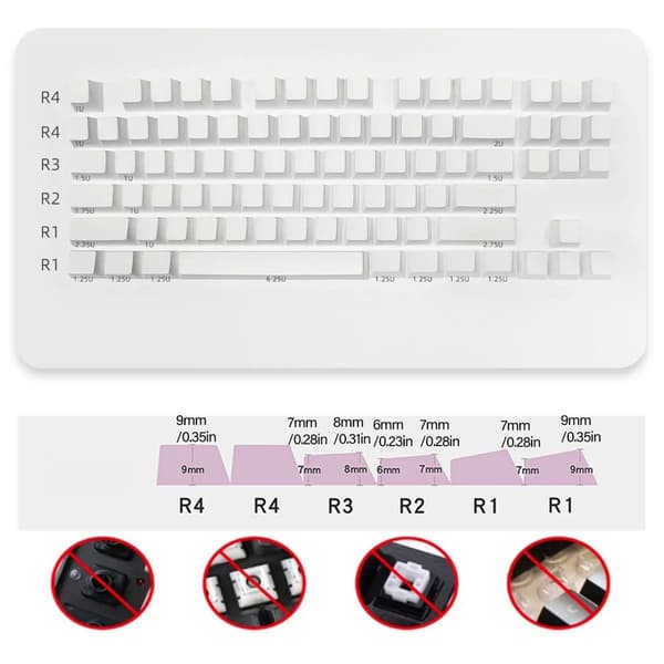 87 stk. PBT Blank Keycap Original Profil Gaming Keycap DIY Key Button Keycap