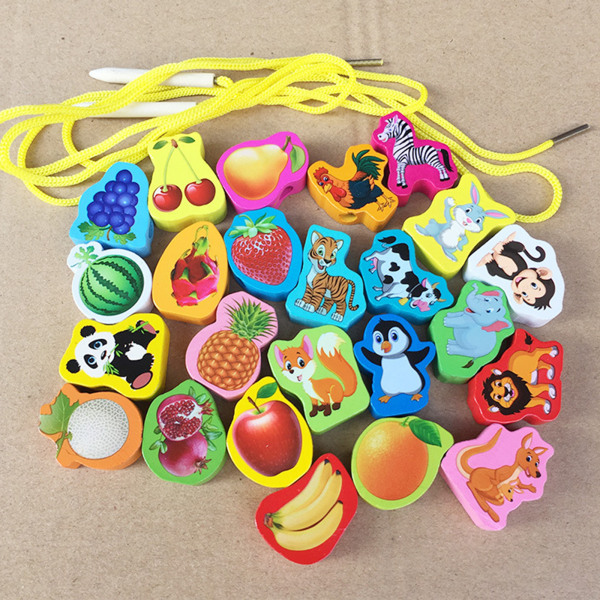 Montessori Educational Threading Beads Set Toddler Barn Förskoleaktiviteter leksak null - 24 fruit shapes