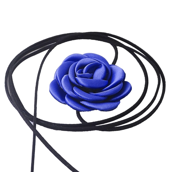 Gothic Elegant Big Rose Flower Keyvicle Chain Halsband Dam Justerbar Choker Blue
