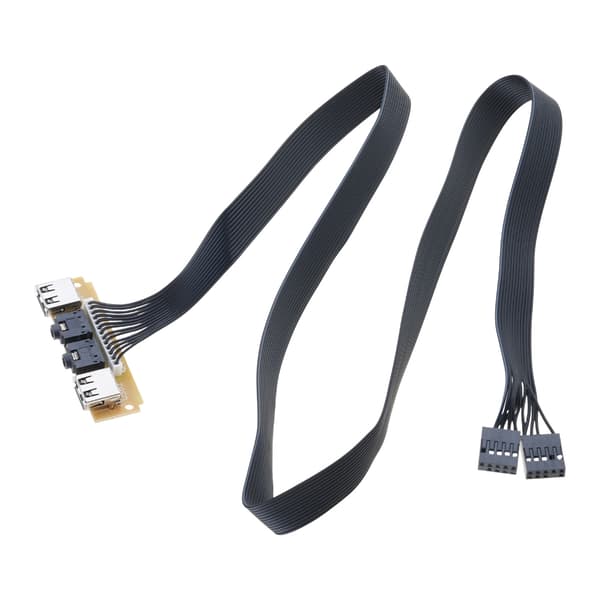 USB Frontpanel HUB Mikrofon & Øretelefon Audio Jack Port 6cm Forlængerledning